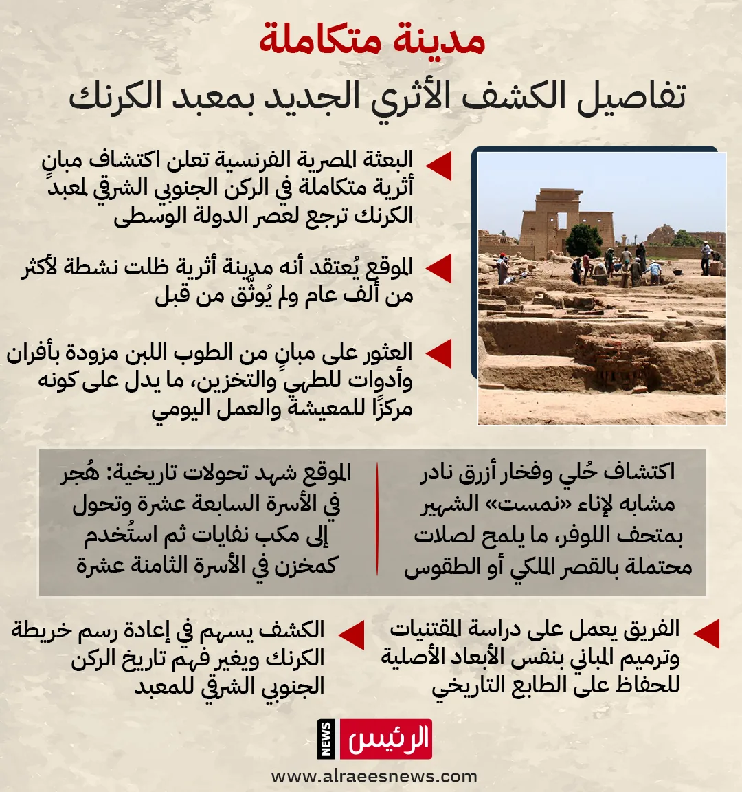 اكتشاف أثري حديث في الزاوية الجنوبية الشرقية لمعبد الكرنك اكتشاف أثري حديث في الزاوية الجنوبية الشرقية لمعبد الكرنك