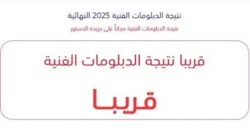 نتائج الدبلومات الفنية لعام 2025 باستخدام رقم الجلوس من خلال بوابة التعليم الفني