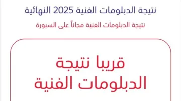 إعلان نتائج الدبلومات الفنية 2025 على موقع السبورة برقم الجلوس قريباً