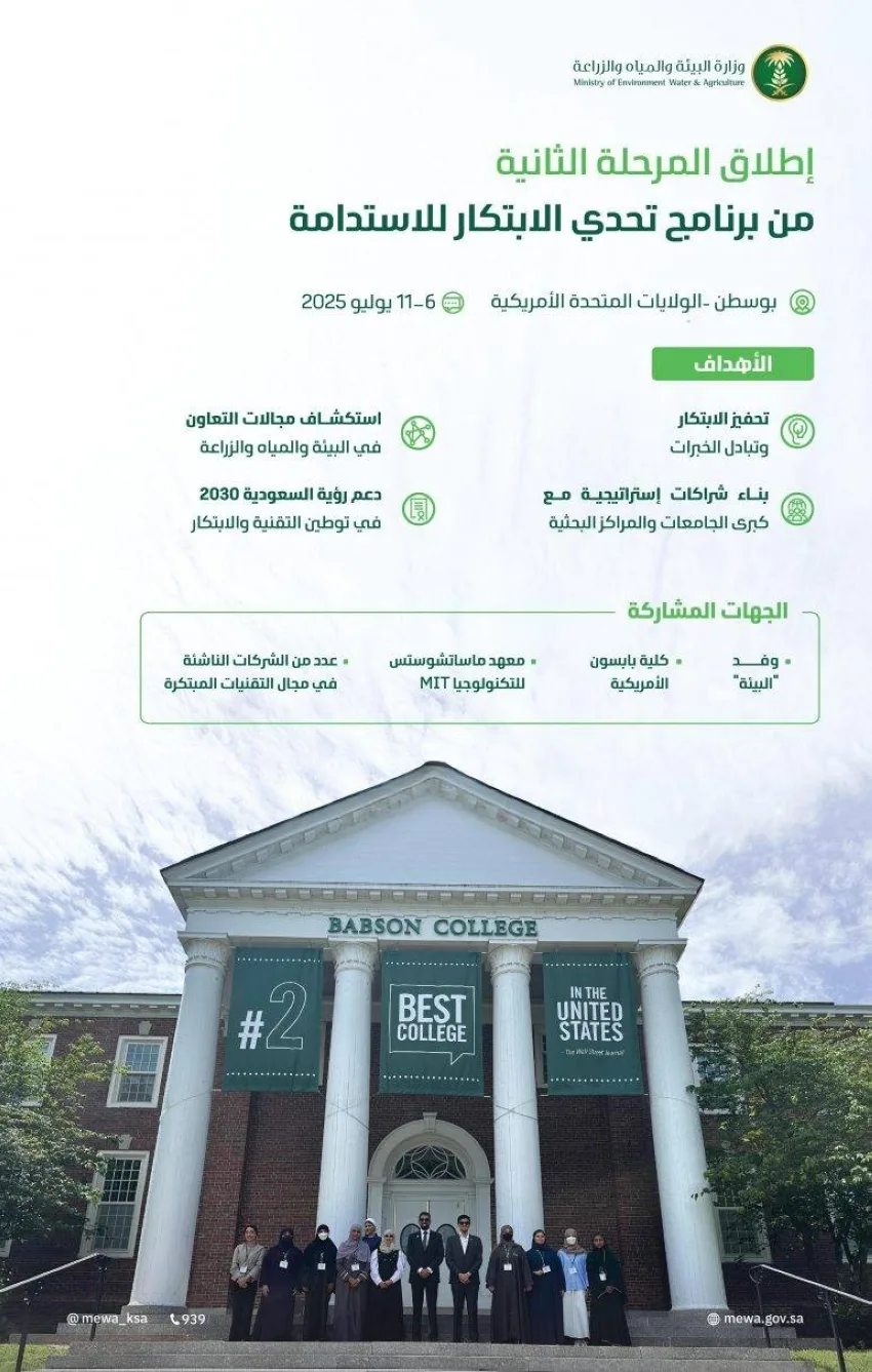 البيئة تبدأ المرحلة الثانية من مسابقة الابتكار من أجل الاستدامة في مدينة بوسطن الأمريكية