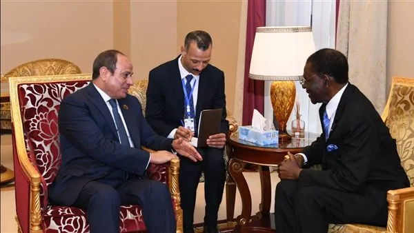 الرئيس السيسي يناقش مع رئيس غينيا الاستوائية تعزيز أوجه التعاون الثنائي الرئيس السيسي يناقش مع رئيس غينيا الاستوائية تعزيز أوجه التعاون الثنائي