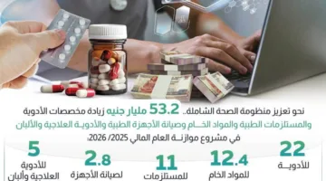 عاجل | عبر الرسم البياني.. “الخطة الوطنية الشاملة للتمويل في مصر.. ميزانية الصحة 2025/2026”