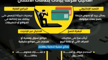 10 طرق لحماية أموالك: أساليب احتيال بيانات بطاقات الائتمان | إنفوجراف