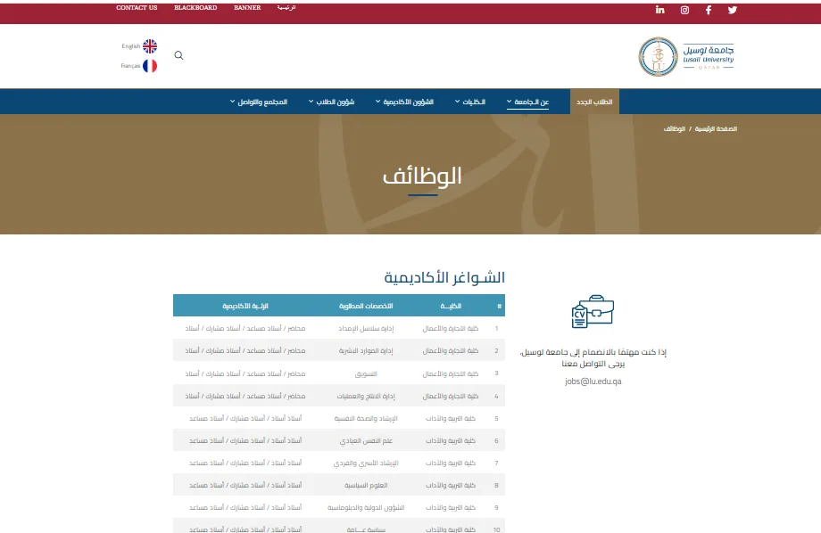 وظائف أكاديمية جديدة في جامعة لوسيل لأعضاء هيئة التدريس للعام الدراسي المقبل