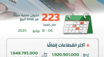 223 مليون عملية شراء عبر نقاط البيع في المملكة بقيمة تفوق 13 مليار ريال خلال أسبوع