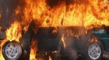 إطفاء حريق في سيارة خاصة أمام مدينة السادات على طريق الصحراوي بالبحيرة