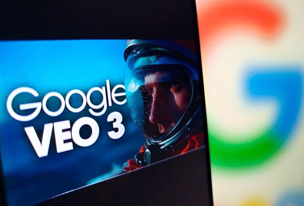 شعار Google Veo 3 يظهر على هاتف ذكي في مدينة سوكيان، مقاطعة جيانغسو في الصين.
