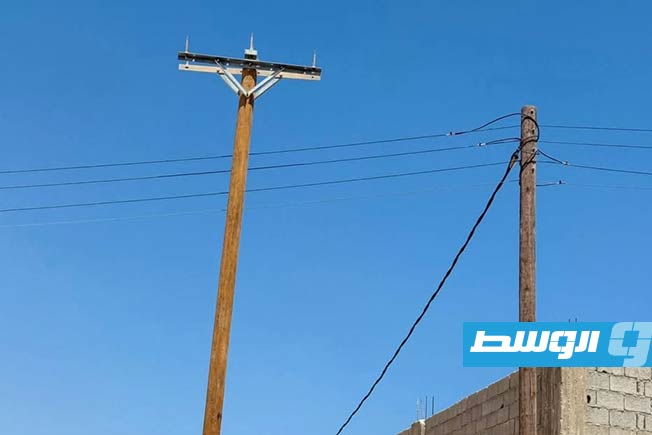 أعمال رفع كفاءة الشبكة الكهربائية في مدينة مصراتة، 18 يوليو 2025. (شركة الكهرباء)