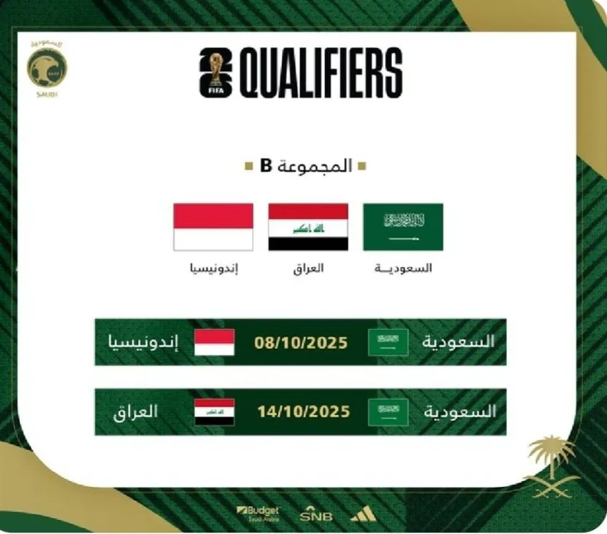 نتائج قرعة ملحق التصفيات الآسيوية: الأخضر يواجه العراق وإندونيسيا في مباريات مثيرة