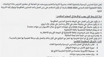 متطلبات التقديم لوظائف تدريس الرياضيات في المدارس الرسمية والمدارس اللغوية المتميزة.