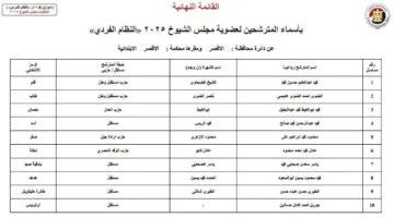 11 مرشحًا يتصارعون على مقعد الشيوخ في الأقصر مع غياب تمثيل النساء