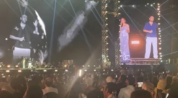 تامر عاشور يثير دهشة أنغام خلال حفل افتتاح مهرجان العلمين