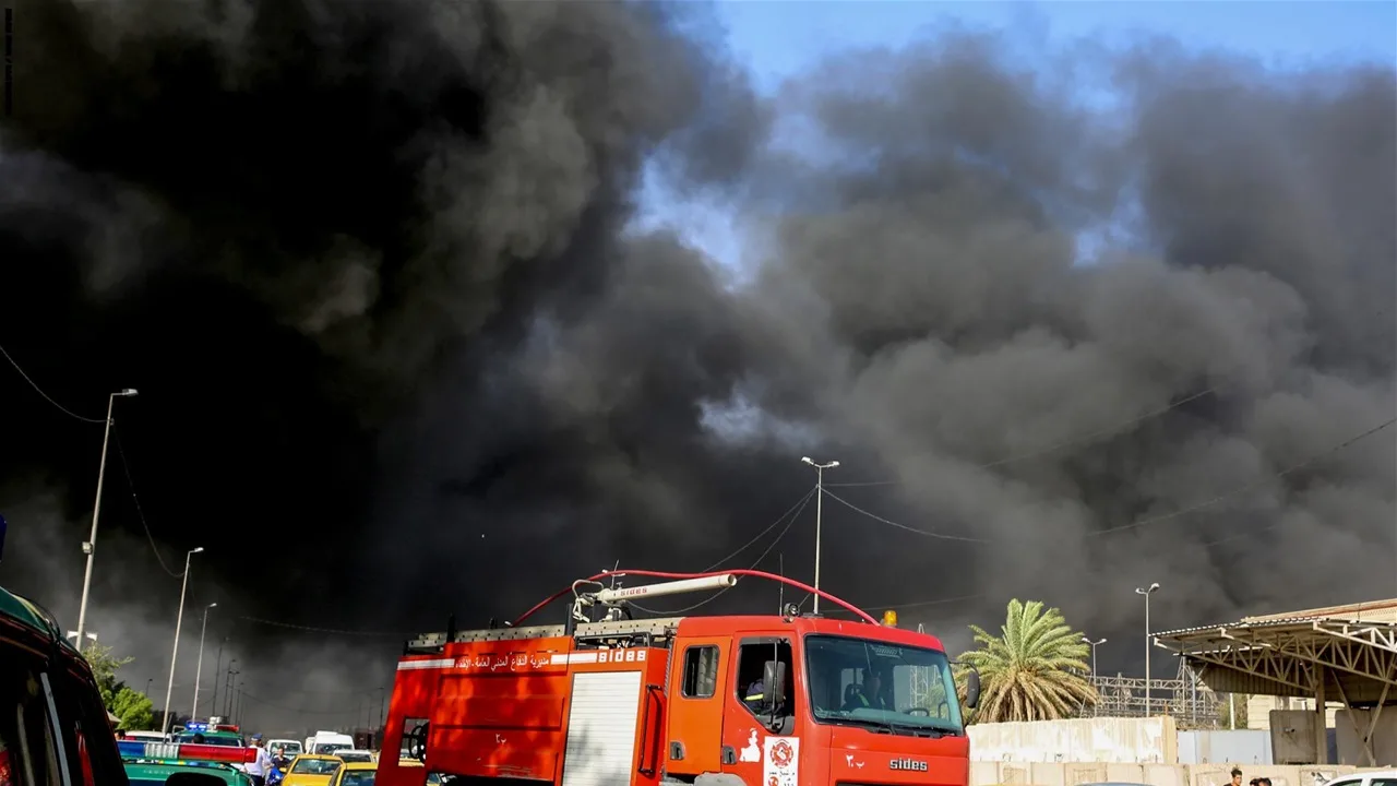 فرق الدفاع المدني تبدأ مكافحة حريق في وسط الحلة (فيديو) فرق الدفاع المدني تبدأ مكافحة حريق في وسط الحلة (فيديو)