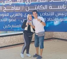راندا هشام تفوز بالميدالية البرونزية في سباق 50 متر زعانف ضمن بطولة القاهرة للماسترز للسباحة.