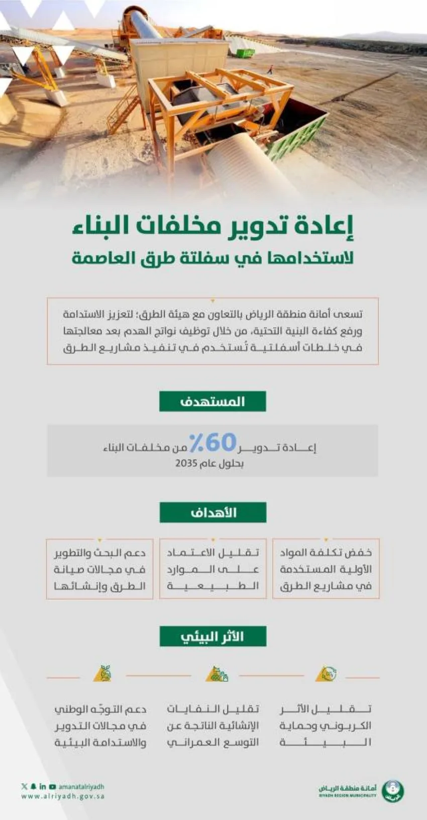 استغلال مواد هدم المباني في طرق الرياض استغلال مواد هدم المباني في طرق الرياض