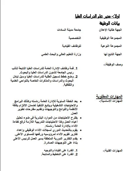 آخر فرصة للتقديم غدًا.. جامعة مدينة السادات تعلن عن توفر وظائف جديدة.. كل التفاصيل هنا آخر فرصة للتقديم غدًا.. جامعة مدينة السادات تعلن عن توفر وظائف جديدة.. كل التفاصيل هنا