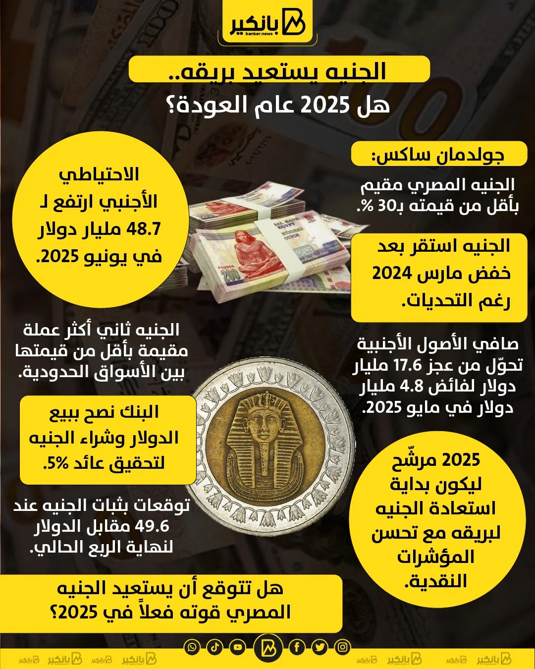 الجنيه يعود لمجده.. هل سيكون 2025 سنة الاستعادة؟ | إنفوجراف الجنيه يعود لمجده.. هل سيكون 2025 سنة الاستعادة؟ | إنفوجراف