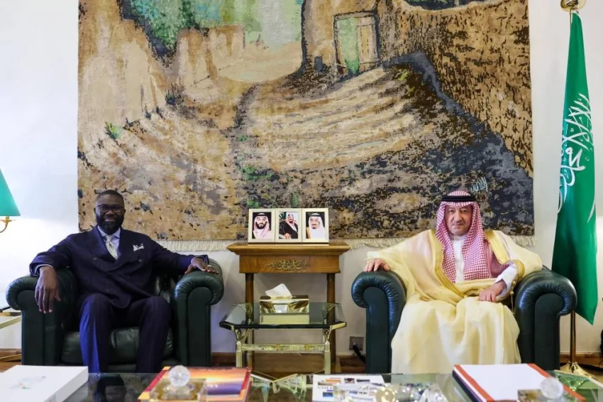 الخريجي يتباحث مع مامادو سو حول طرق تعزيز الشراكة. الخريجي يتباحث مع مامادو سو حول طرق تعزيز الشراكة.