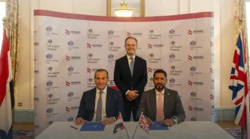 rewrite this title in other words: بروتوكول تعاون بين رواد الهندسة الحديثة وهيئة تمويل الصادرات البريطانية لدعم المشروعات التنموية