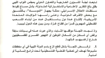 مجلس النواب الليبي ينبه من “خطط الاستعمار لترحيل الفلسطينيين” إلى ليبيا