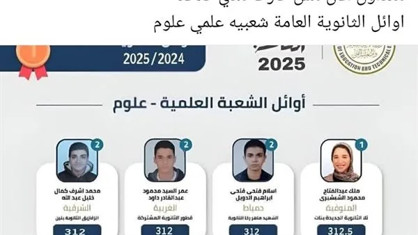 التعليم توضح حقيقة تسرب صور وأسماء الطلاب الأوائل في الثانوية العامة 2025