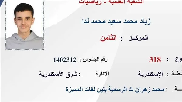 الطالب الثامن في الثانوية العامة رياضيات من الإسكندرية: سأدخل كلية تتناسب مع تكنولوجيا العصر