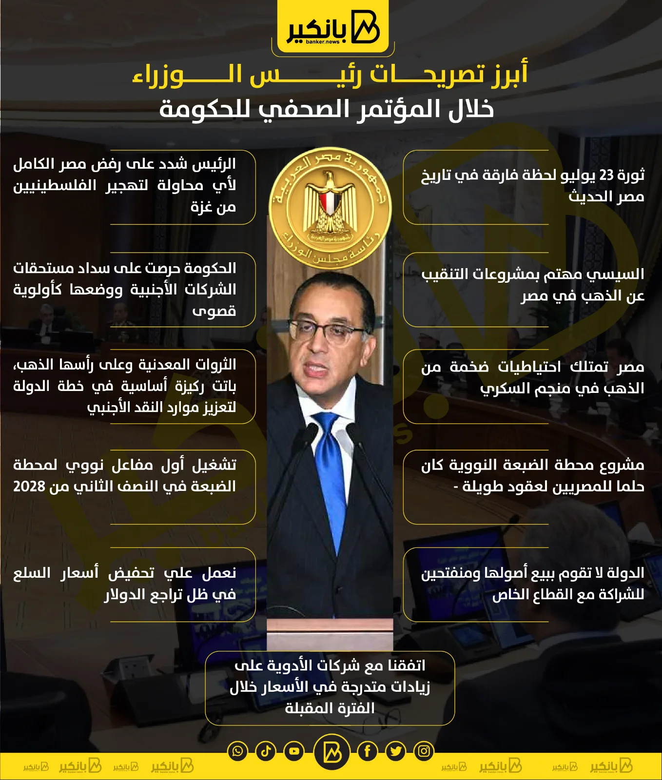 أهم مداخلات رئيس الوزراء في المؤتمر الصحفي للحكومة | إنفوجرافيك