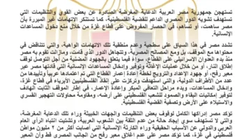 مصر: جهات خفية تدير حملة تشويه ضدنا لتشتيت الانتباه عن الأسباب الحقيقية لكارثة غزة