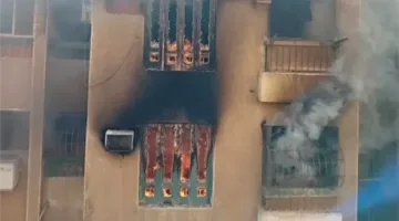 الفريق الجنائي يتفقد حريقاً في مبنى مكون من 4 طوابق بمنشأة القناطر