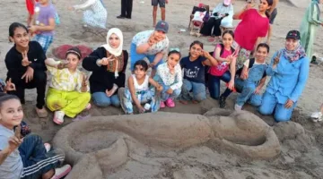 بدء مهرجان فن الرسم على الرمال في رأس البر