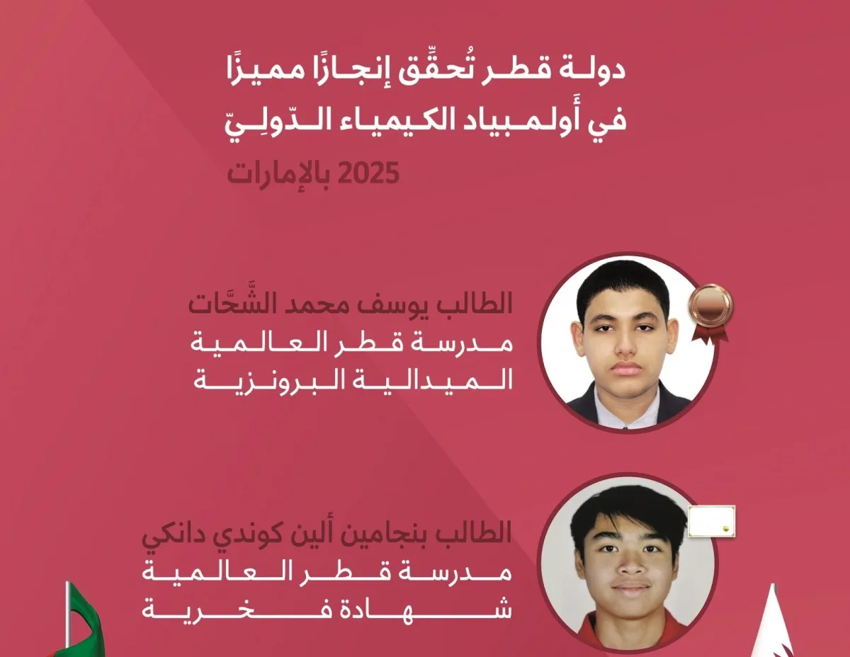 نجاح بارز لطلاب قطر في الأولمبياد الدولي للكيمياء نجاح بارز لطلاب قطر في الأولمبياد الدولي للكيمياء