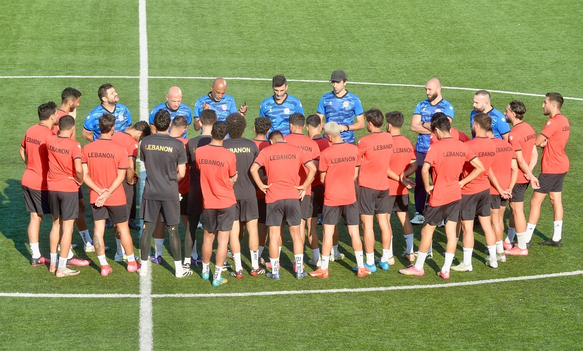 من تدريبات منتخب لبنان الأولمبي. (الاتحاد اللبناني لكرة القدم)