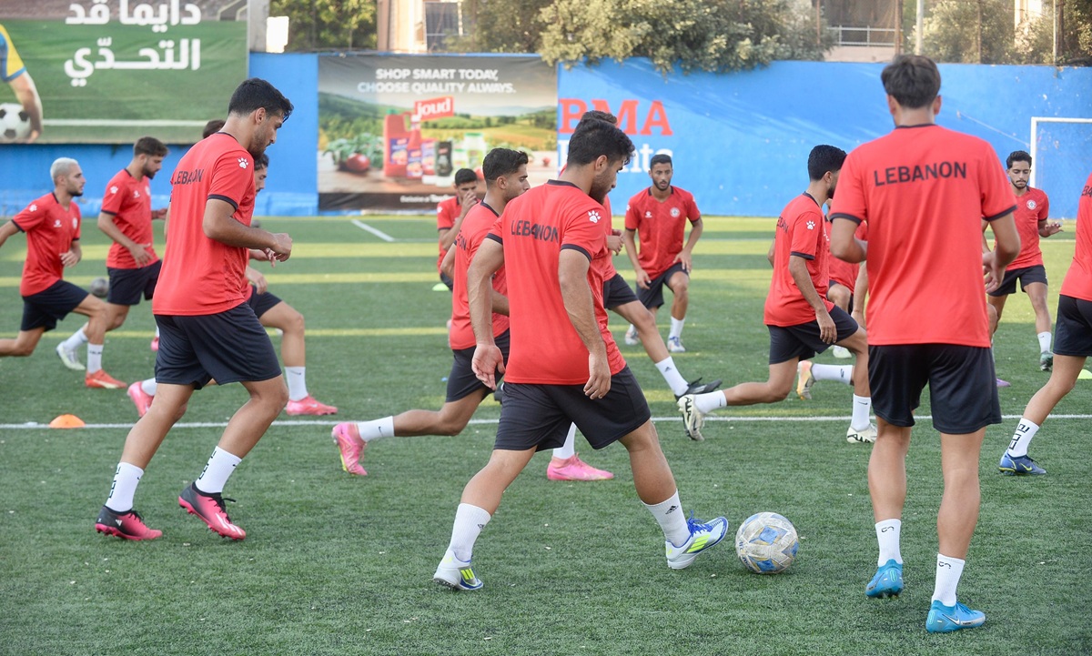 من تدريبات منتخب لبنان الأولمبي. (الاتحاد اللبناني لكرة القدم)