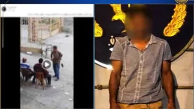 الداخلية تقبض على بلطجي العجمي بعد انتشار فيديو يهدد فيه السكان ويثير ذعرهم. الداخلية تقبض على بلطجي العجمي بعد انتشار فيديو يهدد فيه السكان ويثير ذعرهم.