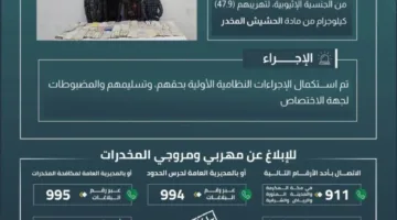 إلقاء القبض على أربعة أشخاص في جازان بتهمة تهريب 47.9 كيلوغرام من الحشيش المخدر