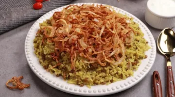 طريقة تحضير صينية المجدرة مع البصل