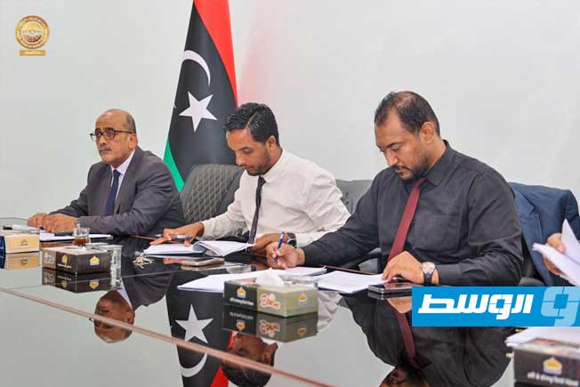 جانب من اجتماع بحث تنفيذ اتفاقية مجلس النواب والاتحاد البرلماني الليبي، السبت 26 يوليو 2025، (عبدالله بليحق)
