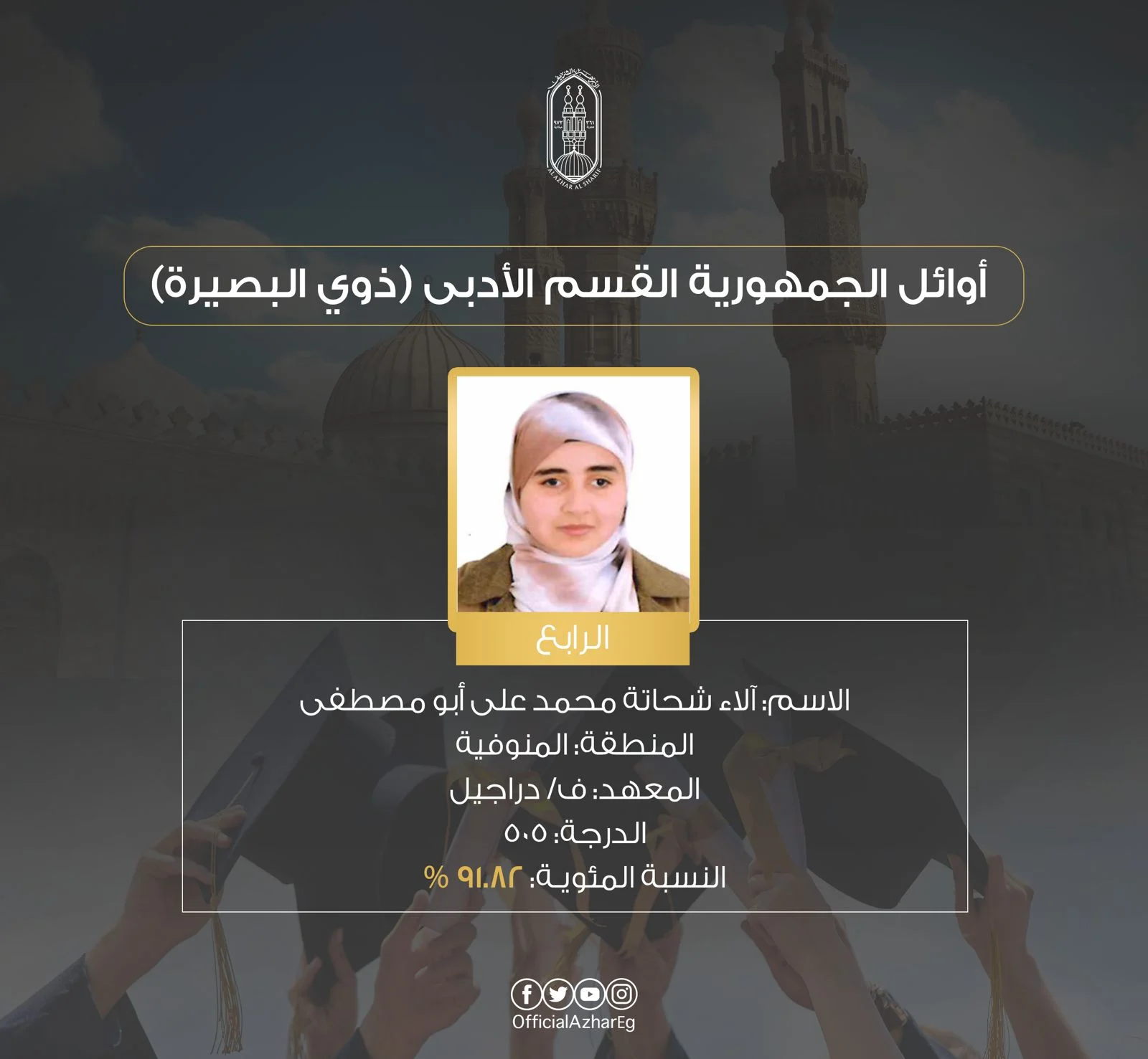 عاجل.. قائمة الأوائل في القسم الأدبي لشهادة الثانوية الأزهرية