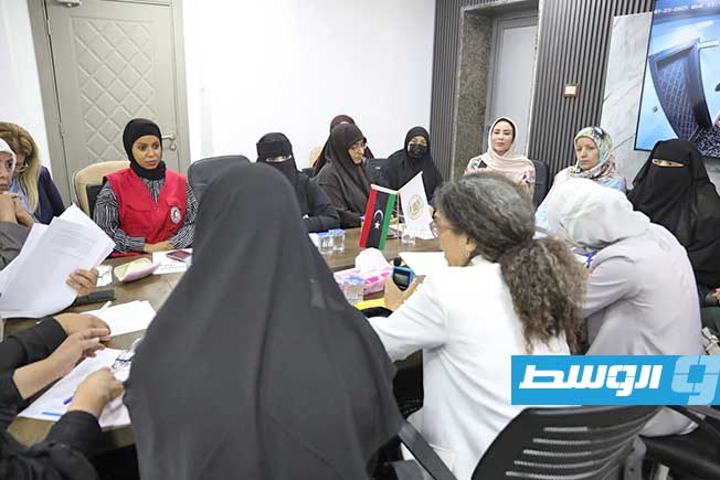 جانب من لقاء تشاوري لنساء من مدينة ترهونة مع نائبة الممثلة الخاصة للأمين العام للأمم المتحدة ستيفاني خوري، الأربعاء 23 يوليو 2025 (البعثة الأممية)