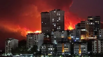 حرائق الغابات ت jeopardize المناطق السكنية في محافظة بورصة التركية (فيديو)