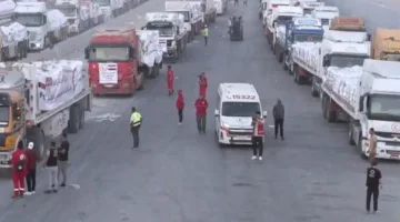 انطلاق شاحنات الإغاثة المصرية نحو قطاع غزة