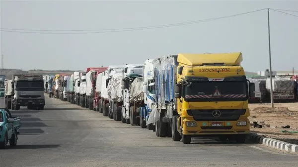 قافلة مساعدات جديدة من الهلال الأحمر: من مصر إلى غزة قافلة مساعدات جديدة من الهلال الأحمر: من مصر إلى غزة