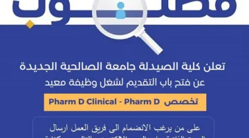 جامعة الصالحية الجديدة بحاجة إلى معيدين كأعضاء هيئة تدريس.. كافة التفاصيل المتاحة