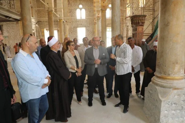 محافظ بني سويف يزور مسجد السيدة حورية لمتابعة أعمال تحسين وتطويره