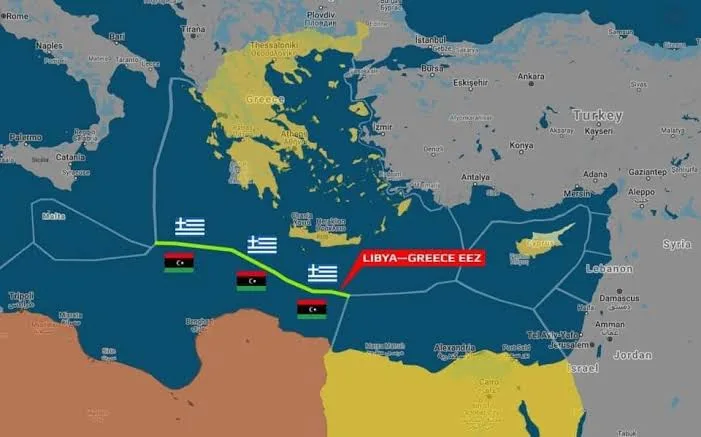 ليبيا تقدم شكوى رسمية ضد اليونان في الأمم المتحدة عقب مطالب أثينا بخصوص حدود بحرية جنوب وغرب كريت. ليبيا تقدم شكوى رسمية ضد اليونان في الأمم المتحدة عقب مطالب أثينا بخصوص حدود بحرية جنوب وغرب كريت.