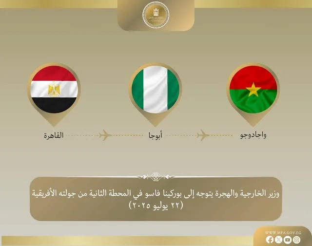وزير الخارجية والهجرة يزور بوركينا فاسو في المرحلة الثانية من جولة غرب إفريقيا.