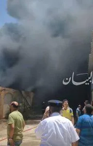احتراق كبير في مصنع لإنتاج الإسفنج بالمنطقة الصناعية في دمياط الجديدة
