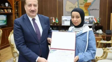 محافظ المنوفية يكرم الطالبة شيماء نمره الحاصلة على المرتبة الأولى على مستوى الجمهورية في شهادة الدبلوم الفني التجاري