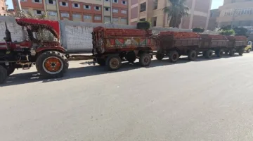 إيقاف جرار غير قانوني يحمل 4 مقطورات محملة بـ 15 ألف طوبة في بيلا بكفر الشيخ