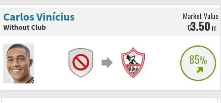 حصريًا: الزمالك يقترب من ضم كارلوس فينيسيوس، مهاجم جلطة سراي وفولهام السابق، في انتقال مجاني. حصريًا: الزمالك يقترب من ضم كارلوس فينيسيوس، مهاجم جلطة سراي وفولهام السابق، في انتقال مجاني.